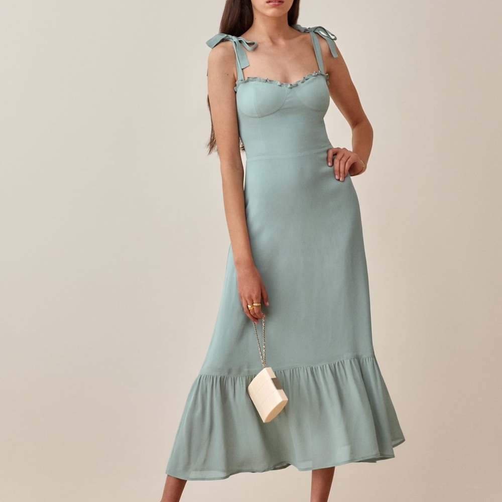 Reformation Nikita Petite Dress Sage Green